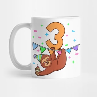 I am 3 with sloth - kids birthday 3 years old Mug